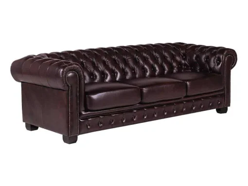 Vierzits Chesterfieldbank Brenton 100% Buffelleer - Cherry