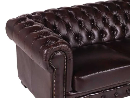 Vierzits Chesterfieldbank Brenton 100% Buffelleer - Cherry