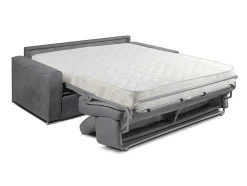 Vierzits Express Slaapbank Van Stof Vizir - Beige - Slaapafmeting Met Brede Latten 160 Cm - Matras 18 Cm