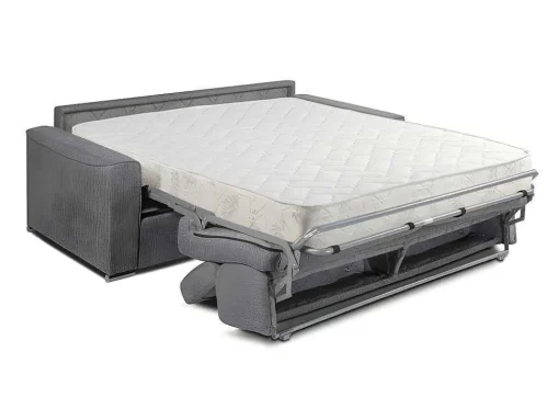 Vierzits Express Slaapbank Van Stof Vizir - Beige - Slaapafmeting Met Brede Latten 160 Cm - Matras 18 Cm