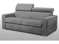 Vierzits Slaapbank Van Stof Vizir - Grijs - Slaapafm. 160 Cm - Matras 22 Cm Van Met Vormgeheugen