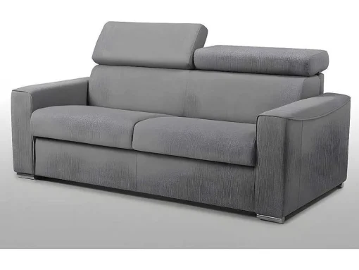 Vierzits Slaapbank Van Stof Vizir - Grijs - Slaapafm. 160 Cm - Matras 22 Cm Van Met Vormgeheugen
