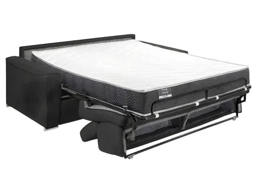 Vierzits Slaapbank Van Stof Vizir - Grijs - Slaapafm. 160 Cm - Matras 22 Cm Van Met Vormgeheugen
