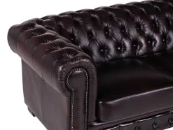 Vierzitsbank Chesterfield Brenton 100% Buffelleer - Bruin Tinten