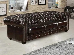 Vierzitsbank Chesterfield Brenton 100% Buffelleer - Bruin Tinten
