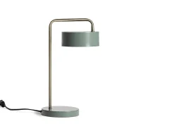 Vintage Staande Lamp Otilie - Metaal - 24 X 16 X 40 Cm - Olijfgroen En Goudkleurig