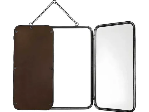 Vintage-Spiegel In 3 Delen Ceronne - B60 X H112 Cm - Metaalgrijs