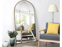 Vintage-Spiegel Van Metaal Palmyre - B80 X H150 Cm - Verouderd Goudkleurig