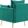 Vipi Fauteuil In Fluwelen Stof Met Opbergruimte En Kussen - Poten Van Goudkleurig Metaal - Groen