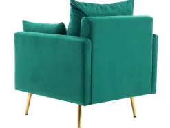 Vipi Fauteuil In Fluwelen Stof Met Opbergruimte En Kussen - Poten Van Goudkleurig Metaal - Groen