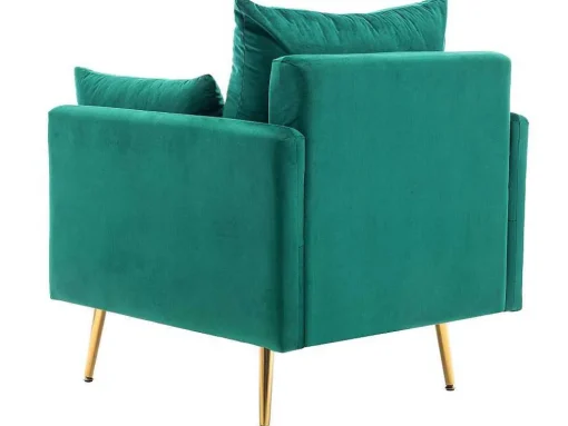 Vipi Fauteuil In Fluwelen Stof Met Opbergruimte En Kussen - Poten Van Goudkleurig Metaal - Groen