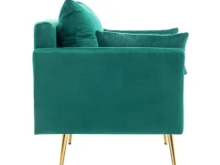 Vipi Fauteuil In Fluwelen Stof Met Opbergruimte En Kussen - Poten Van Goudkleurig Metaal - Groen