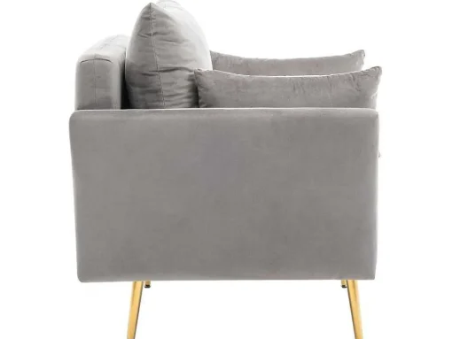 Vipi Fauteuil In Fluwelen Stof Met Opbergruimte En Kussen - Poten Van Goudkleurig Metaal - Grijs
