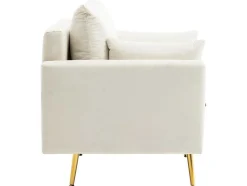 Vipi Fauteuil In Fluwelen Stof Met Opbergruimte En Kussen - Poten Van Goudkleurig Metaal - Wit