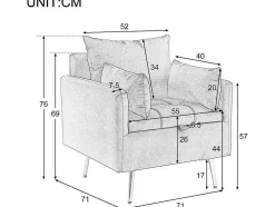 Vipi Fauteuil In Fluwelen Stof Met Opbergruimte En Kussen - Poten Van Goudkleurig Metaal - Wit