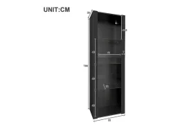 Vitrine L 166Cm Met Led - 3 Glazen Planken - Zwart