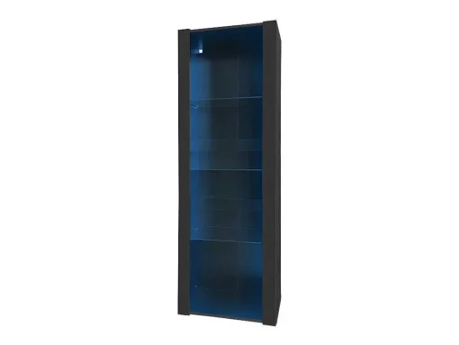 Vitrine L 166Cm Met Led - 3 Glazen Planken - Zwart