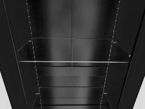 Vitrine L 166Cm Met Led - 3 Glazen Planken - Zwart