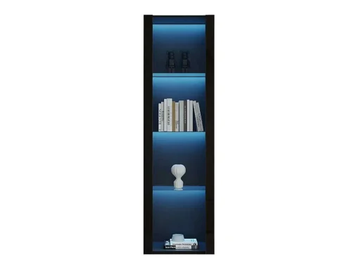 Vitrine L 166Cm Met Led - 3 Glazen Planken - Zwart