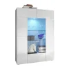 Vitrinekast Calisto - Met Led-Verlichting - Twee Deuren Van Glas - Wit Gelakt