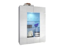 Vitrinekast Calisto - Met Led-Verlichting - Twee Deuren Van Glas - Wit Gelakt
