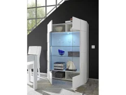 Vitrinekast Calisto - Met Led-Verlichting - Twee Deuren Van Glas - Wit Gelakt