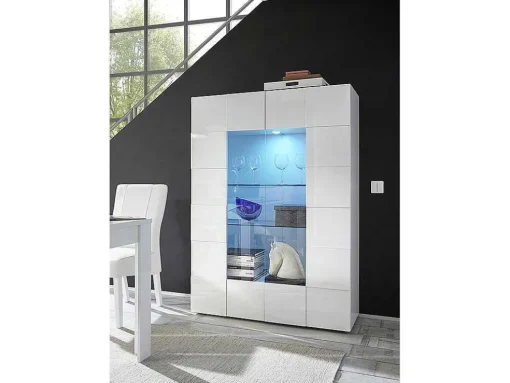 Vitrinekast Calisto - Met Led-Verlichting - Twee Deuren Van Glas - Wit Gelakt
