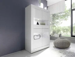 Vitrinekast Comete - Met Led-Verlichting - Vier Deuren - Wit Gelakt