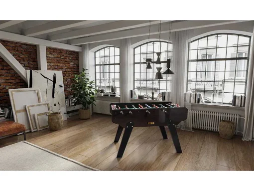 Voetbaltafel Van Mdf Met Eiken Effect - B153 X D77.6 X H96 Cm - Donker Naturelkleur - Edinson
