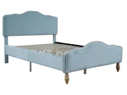 Volwassen Bed Bekleed Met Fluweel 140X200Cm - Met Verstelbaar Hoofdeinde - Blauw