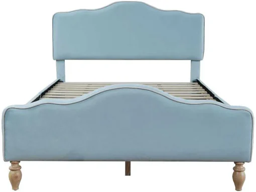 Volwassen Bed Bekleed Met Fluweel 140X200Cm - Met Verstelbaar Hoofdeinde - Blauw