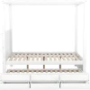 Volwassen Bed 140X200Cm - Hemelbed Met Onderschuifbed En 3 Lades - Wit