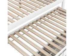 Volwassen Bed 140X200Cm - Hemelbed Met Onderschuifbed En 3 Lades - Wit