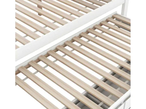 Volwassen Bed 140X200Cm - Hemelbed Met Onderschuifbed En 3 Lades - Wit
