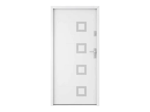 Voordeur In Massief Staal Met Accenten In Inox H207 X B100 Cm Wit Links Binnendraaiend Tifana