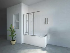 Vouwbaar Badscherm In Metaal Chroom 120 X 140 Cm District