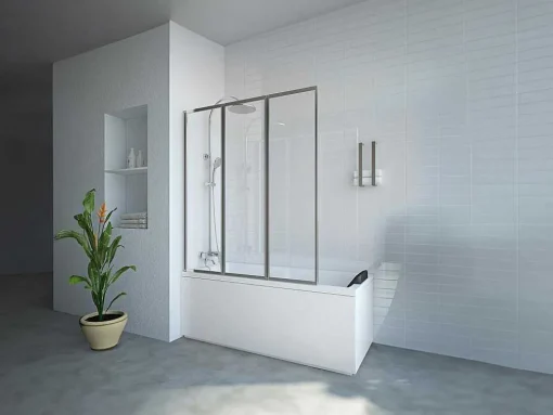 Vouwbaar Badscherm In Metaal Chroom 120 X 140 Cm District