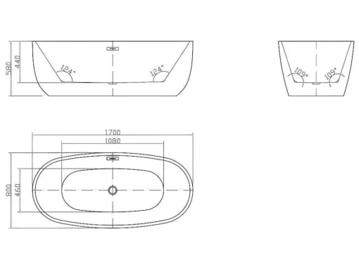 Vrijstaand Bad - 238 L - 170 X 80 X 58 Cm - Wit - Nica