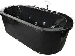 Vrijstaand Ovaal Zwart Whirlpoolbad 185 X 95 Cm 10 Jets Berry