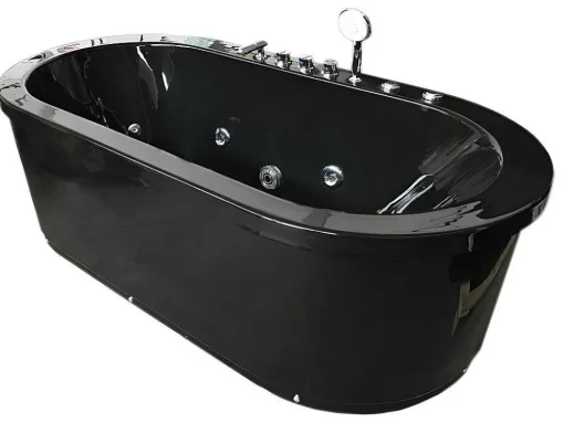 Vrijstaand Ovaal Zwart Whirlpoolbad 185 X 95 Cm 10 Jets Berry