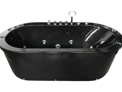 Vrijstaand Ovaal Zwart Whirlpoolbad 185 X 95 Cm 10 Jets Berry