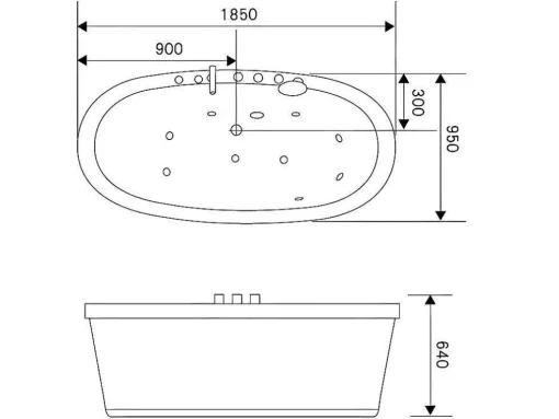 Vrijstaand Ovaal Zwart Whirlpoolbad 185 X 95 Cm 10 Jets Berry