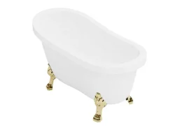 Vrijstaand Retrobad Met Gouden Leeuwenpoten - 200 L - 145 X 74 X 77 Cm - Wit - Nisos Ii
