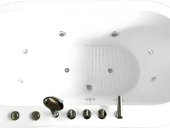 Vrijstaand Wit Ovaal Whirlpoolbad 185 X 95 Cm 10 Jets Perlie