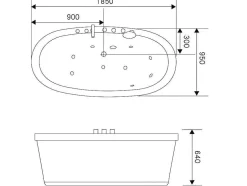 Vrijstaand Wit Ovaal Whirlpoolbad 185 X 95 Cm 10 Jets Perlie