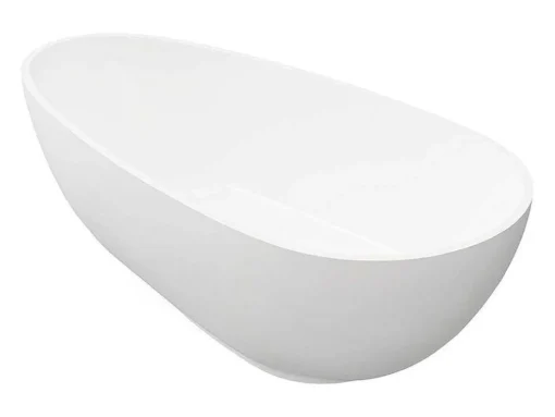 Vrijstaande Assymetrische Badkuip In Solid Surface - 268L - 172 X 83 X 53 Cm - Wit - Fenice