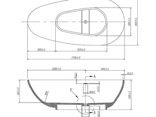Vrijstaande Assymetrische Badkuip In Solid Surface - 268L - 172 X 83 X 53 Cm - Wit - Fenice