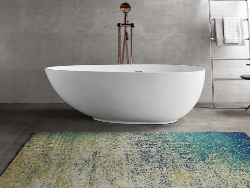 Vrijstaande Assymetrische Badkuip In Solid Surface - 268L - 172 X 83 X 53 Cm - Wit - Fenice