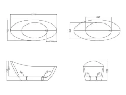 Vrijstaande Badkuip Natalia - Eenpersoons - 220L- 150X75Xh70Cm - Wit