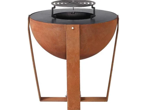 Vuurkorf, Barbecue En Plancha 3 In 1 Van Staal Corten L70 X H80 X D70 Cm - Grezio